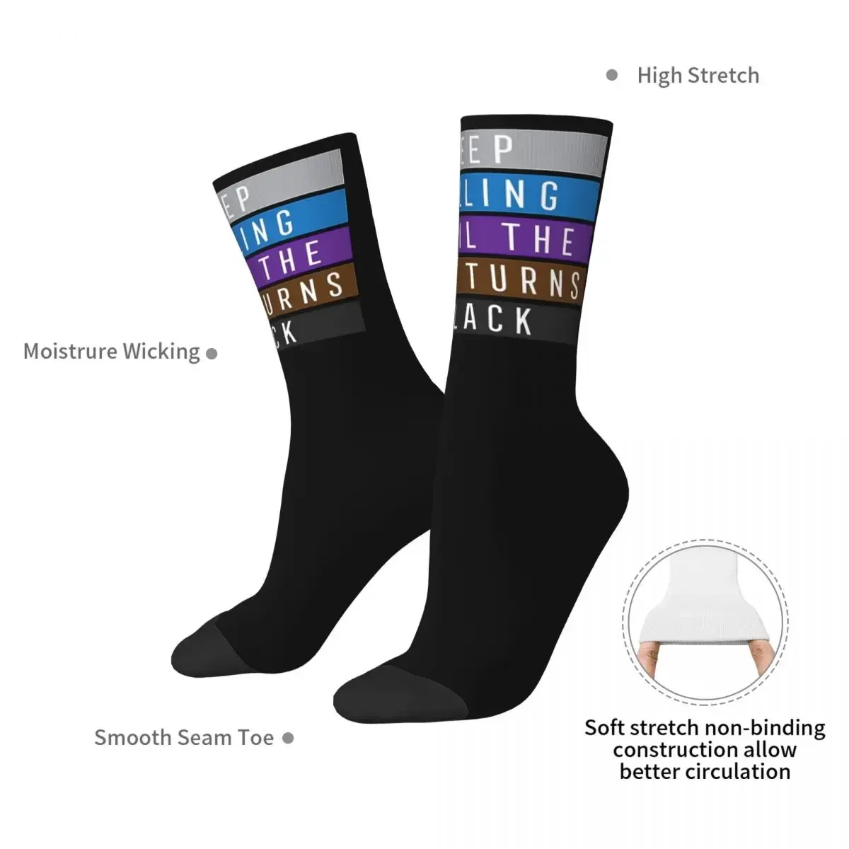 Jiu Jitsu BJJ Keep Rolling Light Socks Harajuku Sweat Absorbing Stockings All Season Long Socks for Man\'s Woman Birthday Present