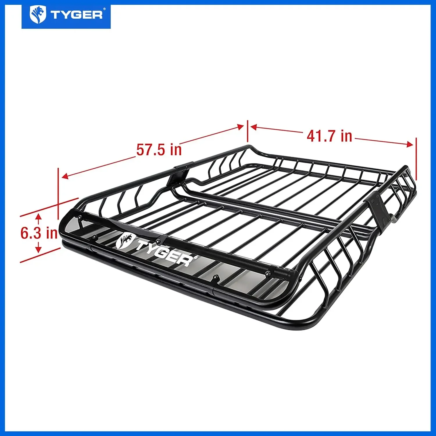 Tyger-portaequipajes de alta resistencia para coche, cesta de carga montada en el techo, L57.5 x W42 x H6, con viento, TG-RK1B942B