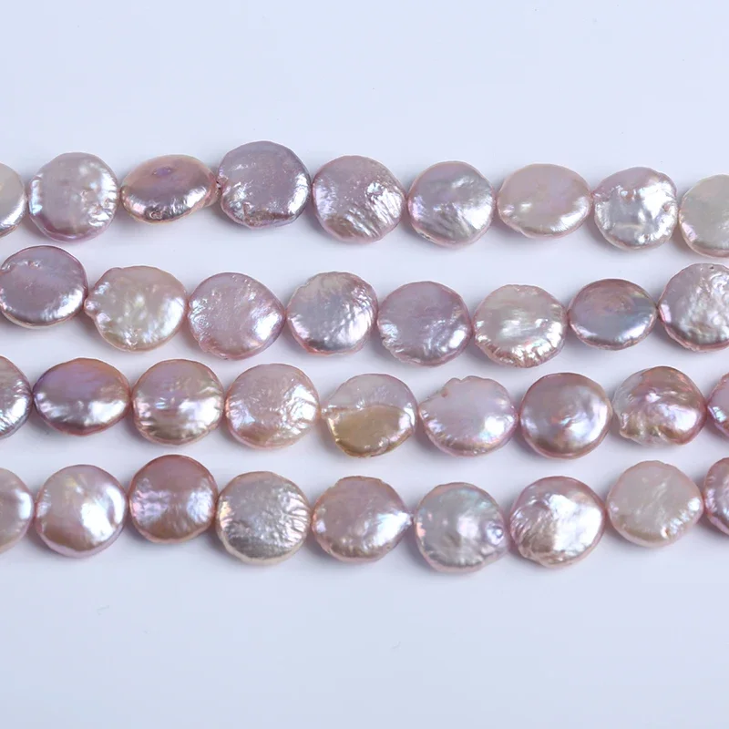 18cm short strands 13-14mm purple coin shape baroque cultured freshwater pearl string wholesale for jewelry making