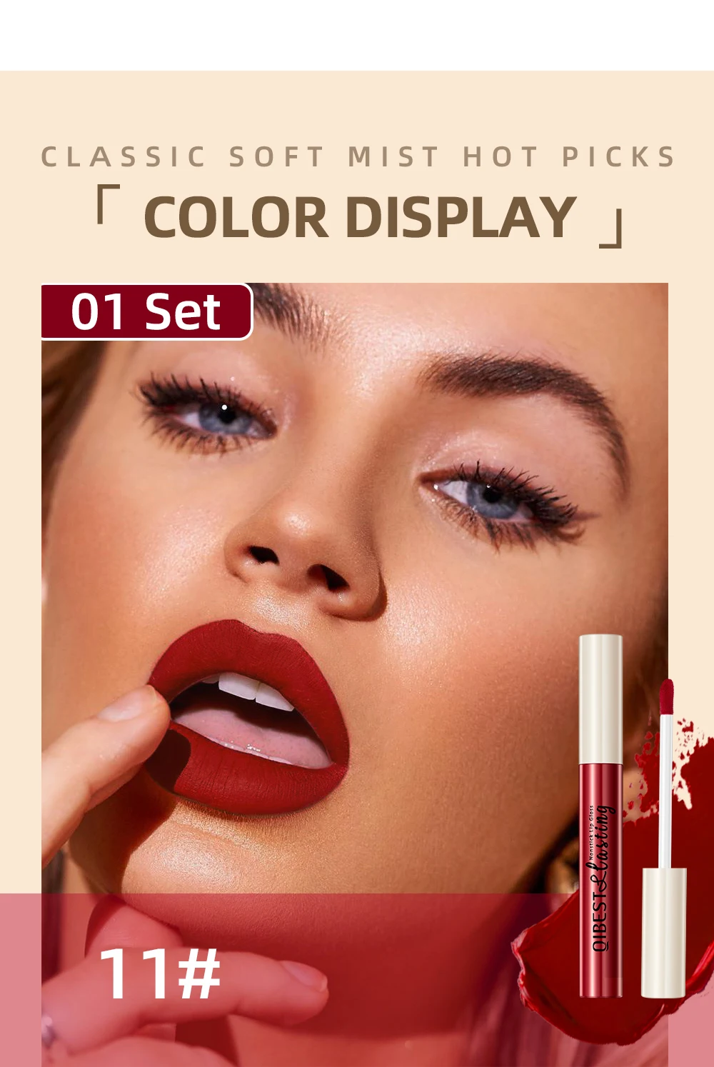 QIBEST 12 Colors Matte Liquid Lipstick Sets Lip Gloss Waterproof Long Lasting Sexy Red White Black Nude Lipgloss Makeup Sets
