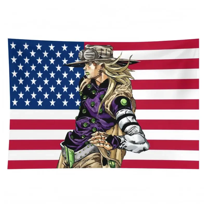 Jojos Bizarre Adventure Flag Gyro Zeppeli Room Decoration for Bedroom Home Decor Items Flaga Advertising Outdoor Decors Tapestry