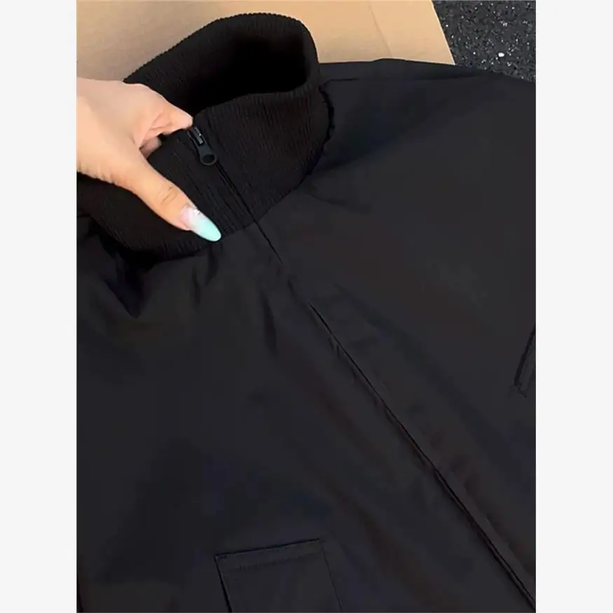 Bla Thiened Cotone imbottito Jaet Colletto alla coreana Baseball Sle Flng Clip Cappotto invernale da uomo High-End Feel Loose Fit Nessun marchio