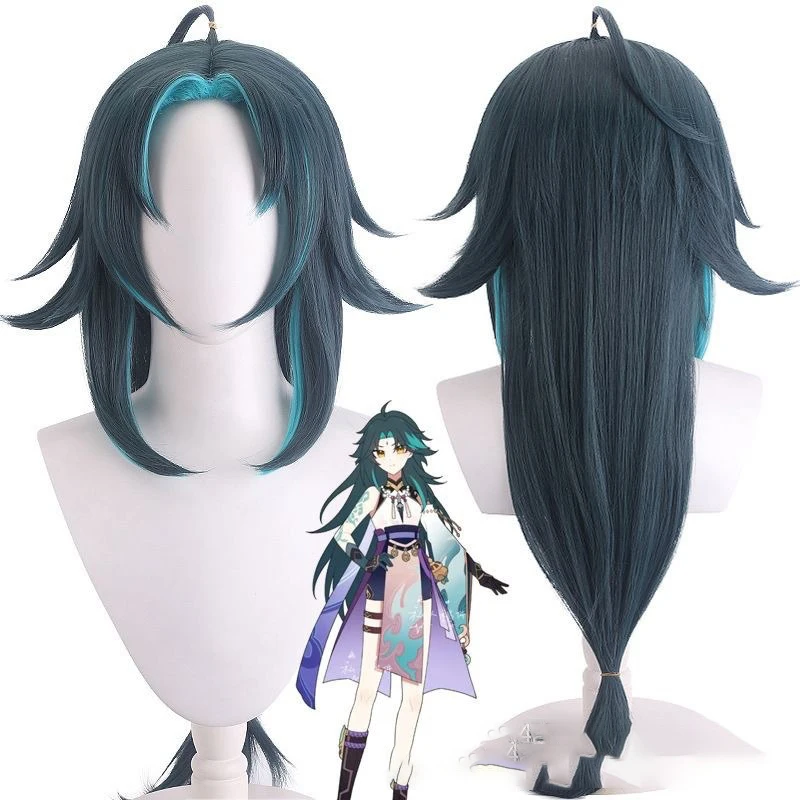 شعر الإنسان Genshin تأثير شعر مستعار تأثيري الجارديان ليلة شوكة الأخضر الداكن امرأة هيربيسي النمر الفم المشبك مقلد فروة الرأس الباروكات الكاملة