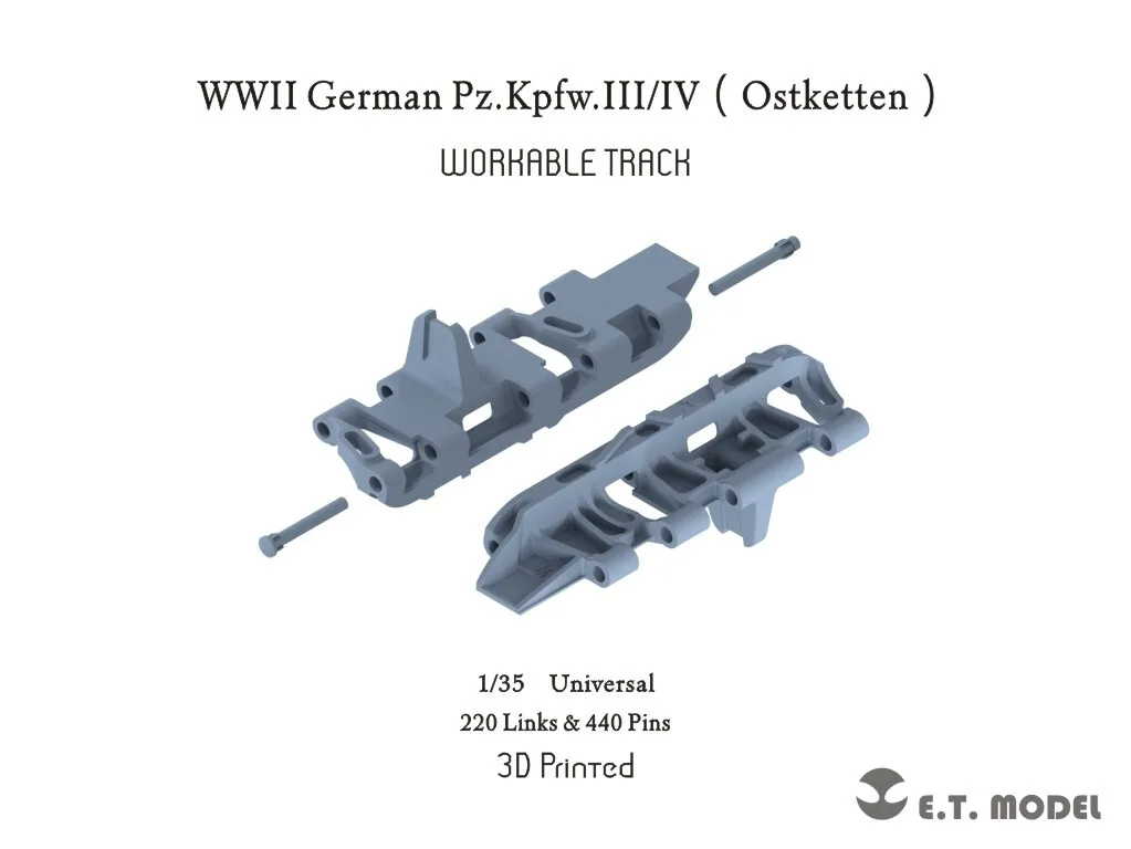 ETmodel P35-044 WWII German Pz.Kpfw.III/IV（Ostketten）Workable Track(3D Printed)