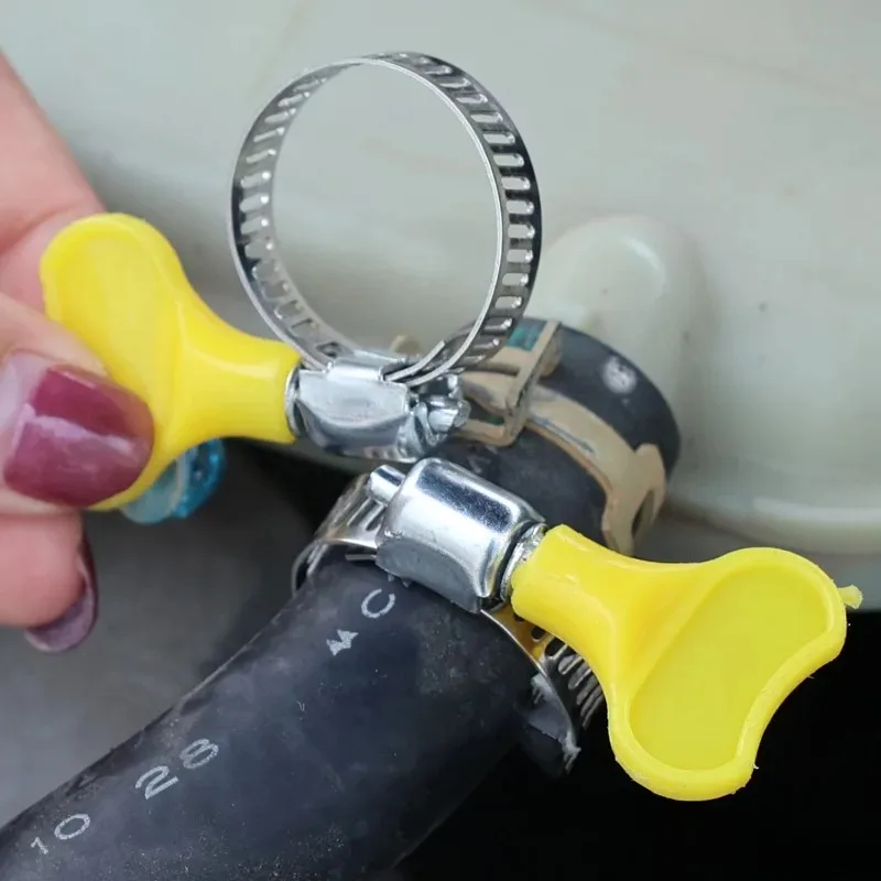 60/10 قطعة قابل للتعديل خرطوم المشابك مشبك أنابيب مقبض بلاستيكي أصفر اليد تدوير خرطوم الوقود كليب انبوب ماء السحابات المشابك 16-25 مللي متر