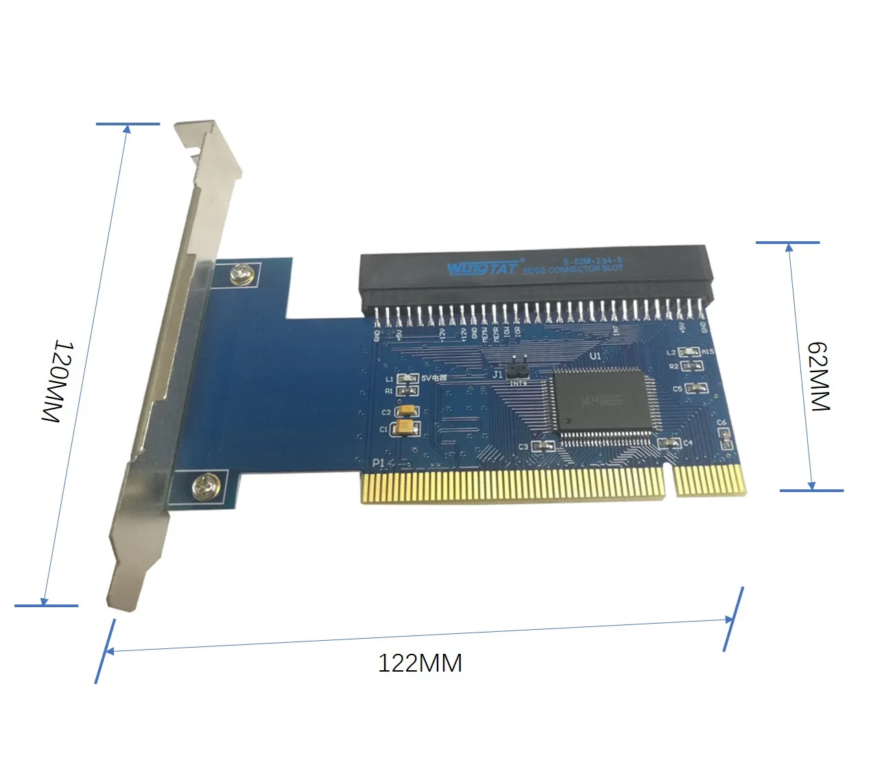 32-bit PCI to 8-bit Isa Card 62-pin Adapter Board Gold Tax Card Tax Control Card Sound Card with Extension Cord