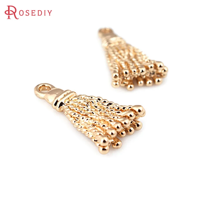 10PCS 18K Gold Color Brass Tassel Charms Pendants High Quality Diy Jewelry Making Supplies Necklace Earrings Accessories