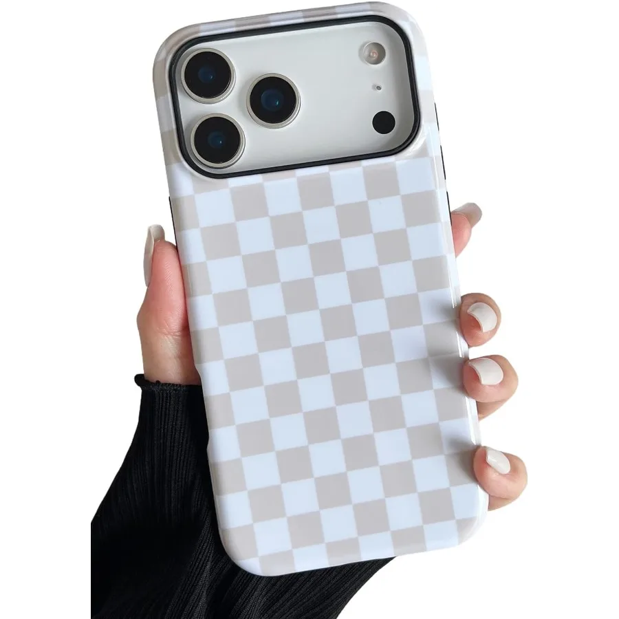 

Совместим с чехлом для iPhone 17 Pro Max, милый эстетический клетчатый чехол для телефона в шахматном порядке для женщин и девочек, противоударный тонкий ТПУ и