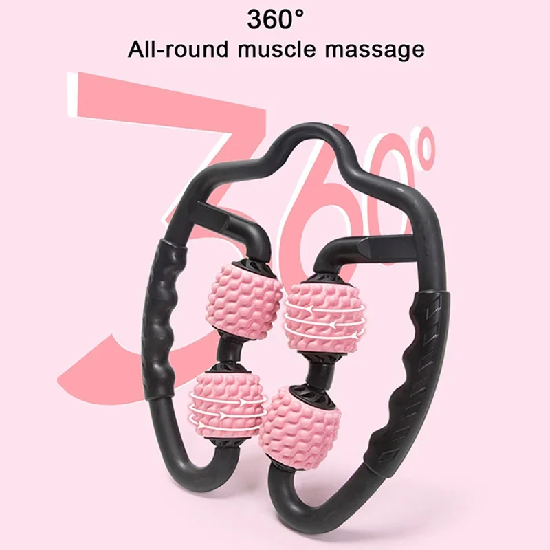 Foam Roller Massager 4 Wheels Muscle Roller Massager Manual Dual Angle Deep Tissue 360 Degrees Muscle Massage