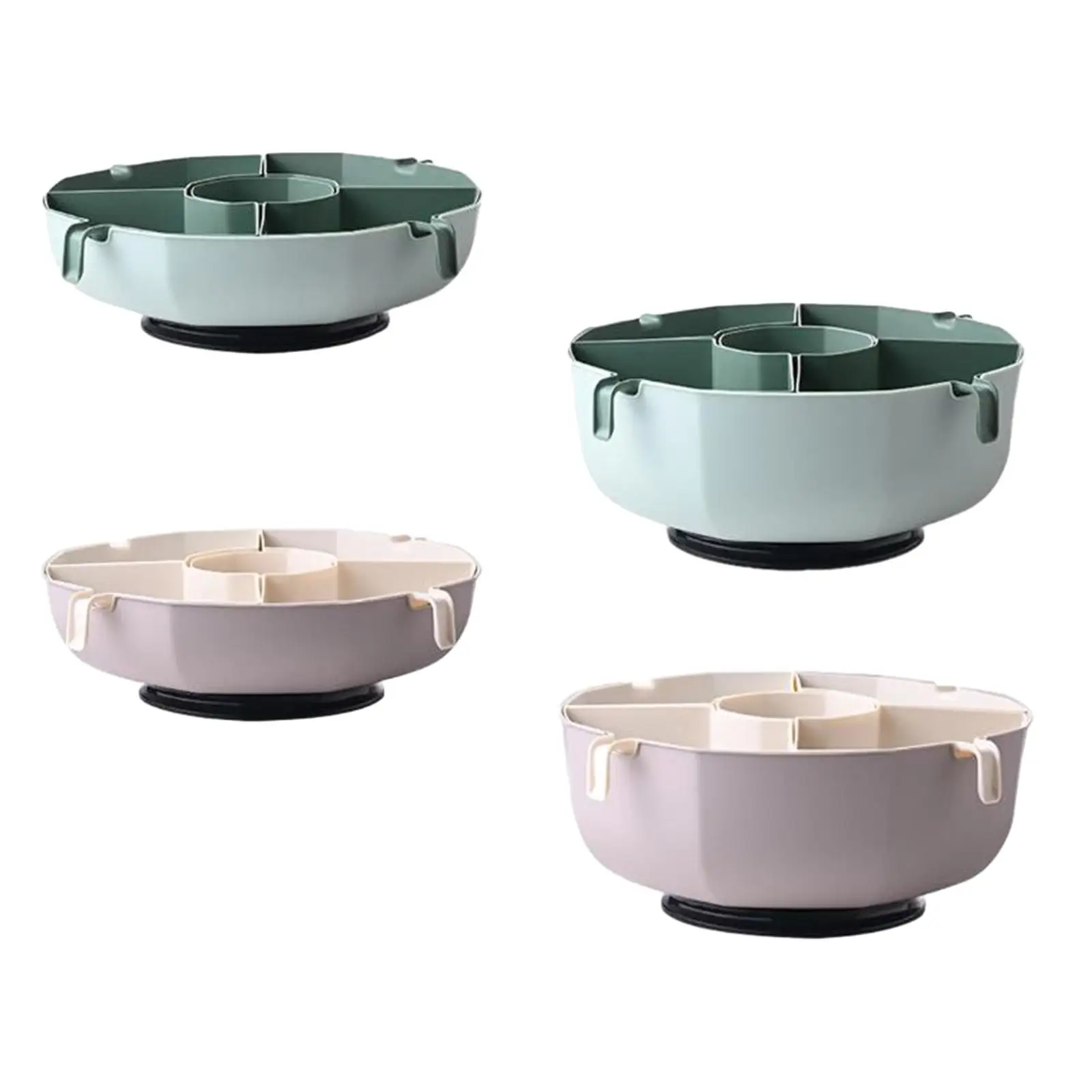 Kitchen Rotating Hot Pot Platter with Drainage Basket for Vegetable Fruit Storage Rack for Party Table Snack Tray Holder