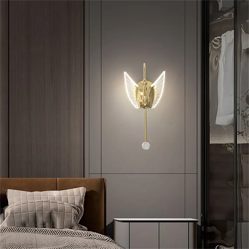 APRIL Nordic Swan Wall Lamps Modern Light Creative Decorative for Home Hotel Corridor Bedroom