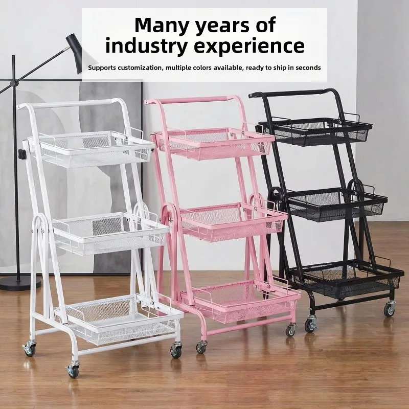 Foldable Parallel Mobile Balcony Storage Cart Multi-Layer Rack for Snacks Succulent Plants Living Room Trolley Cart