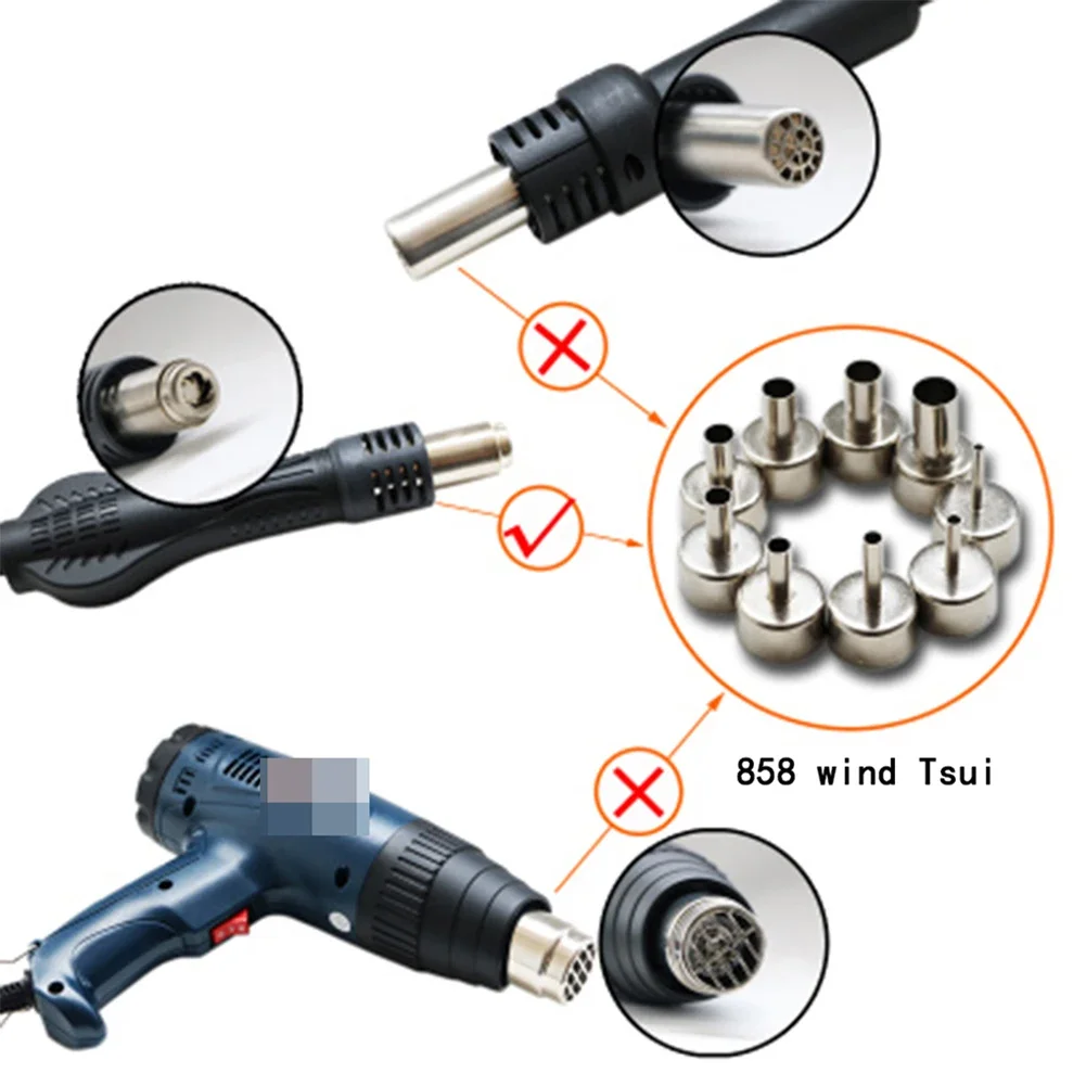 Hot Air Station Nozzle For 858D 8586 For 878 878D Nozzles Set 3mm/4mm/5mm/8mm/10mm 5pcs Accessories Tool Welding