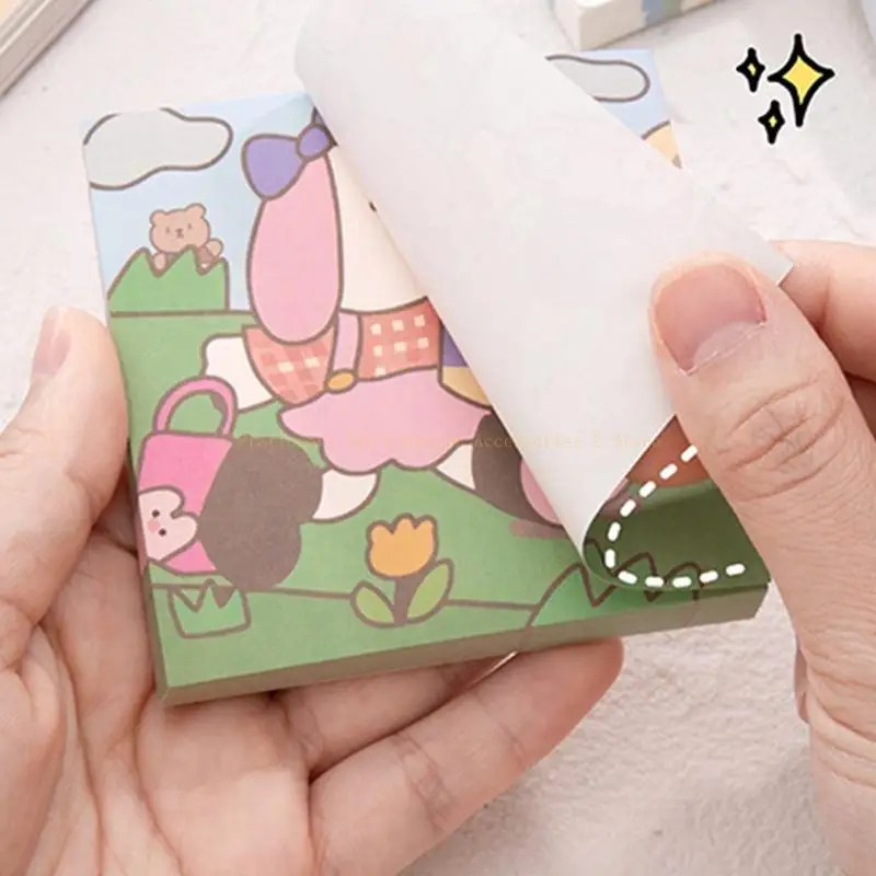 Catatan Sticky Colorful Pads 80 Sheets/Pad Cartoon Notebooks Sticker Kertas Memo Meathing untuk Siswa