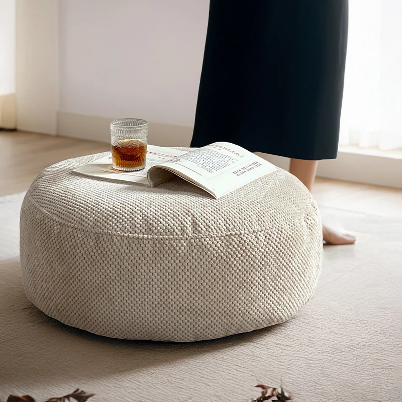 

Fabric Removable and Washable Round Floor Futon Seat Pouf Ottoman Foot Rest Window Living Room Tatami Low Stool Pedal