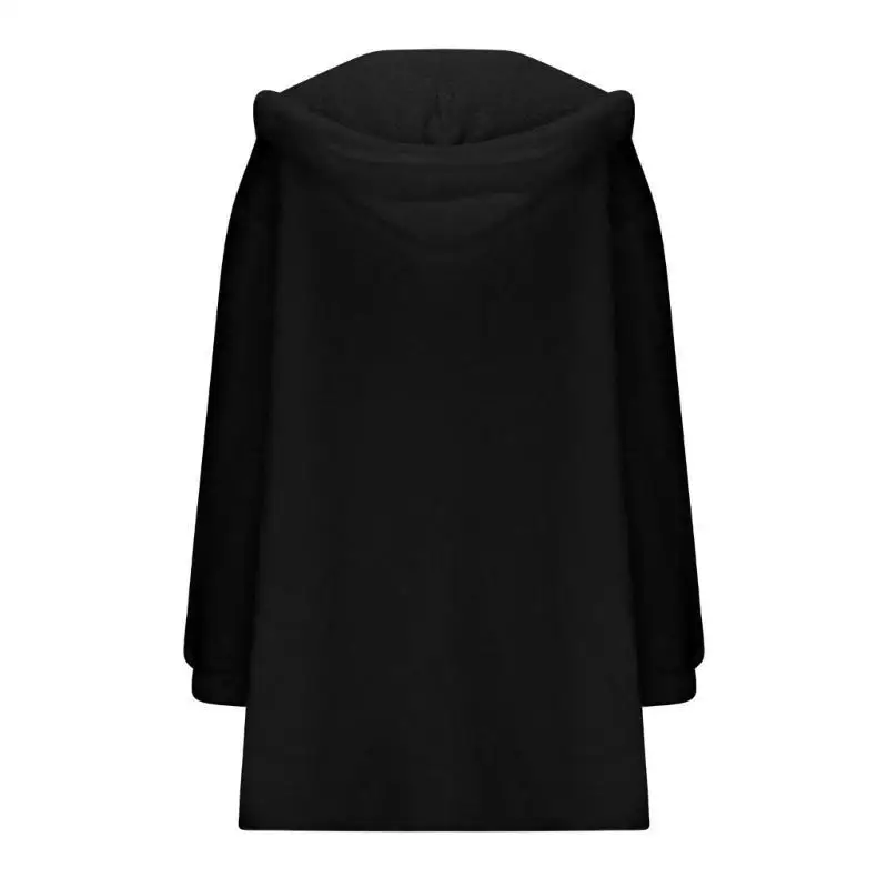 سترة نسائية 652F كبيرة الحجم من القطيفة كاجوال بغطاء للرأس معطف شتوي مريح من جلد الخراف #3