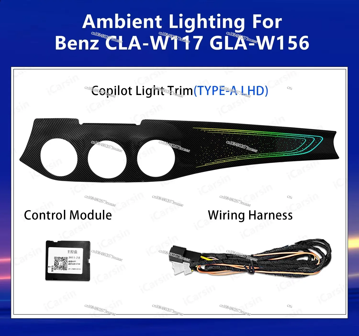 

ICarsin Upgrade 64 Colors W117 Interior Ambient Lighting for CLA W117 2013-2018 CLA200 CLA220 CLA45 LED Light