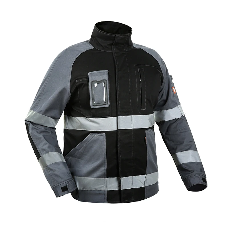 Work Jacket Men Welding with Reflective Stripes Workshop Clothing 100% Cotton Multi Pockets Repairman Costume Safety Clothing