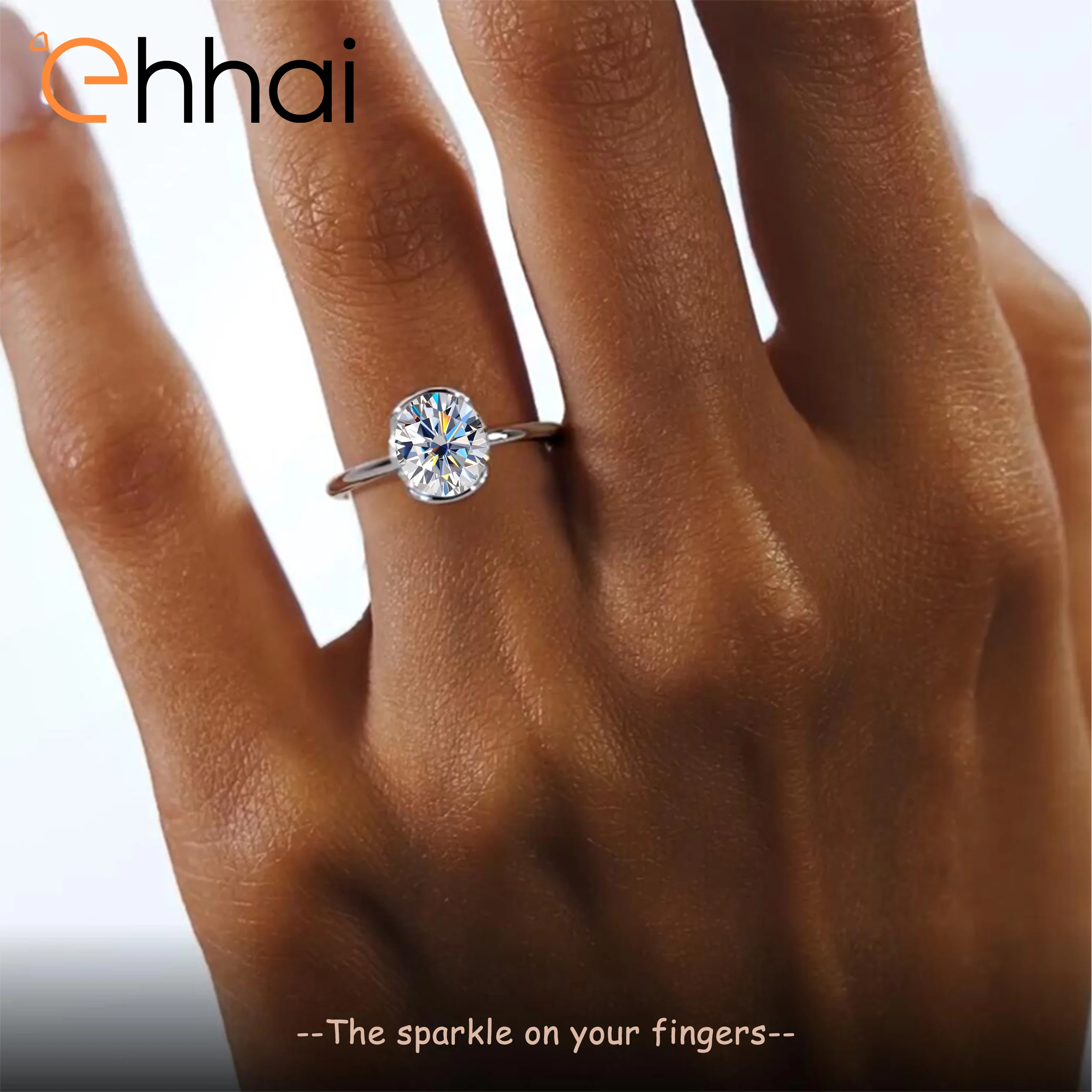 Ehhai Certified 1CT Solitaire Moissanite Ring Lab Diamond Engagement Rings for Women s925 Sterling Silver Wedding Jewelry Gifts