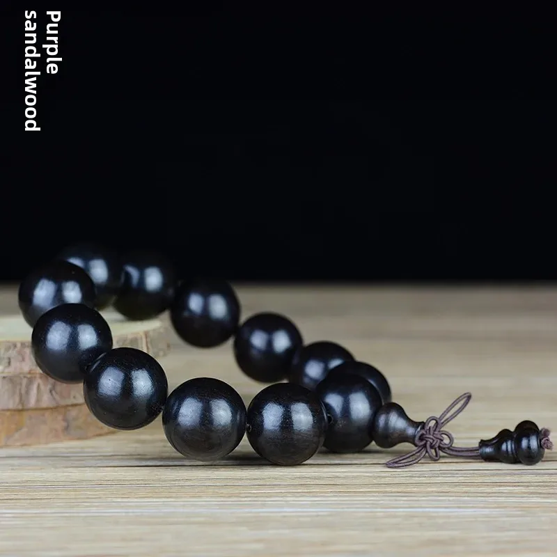 East African Ebony Bracelet Purple Sandalwood Old Material Submerged Buddha Bead Log HandString Men\'s Jewelry Popular Black Bead