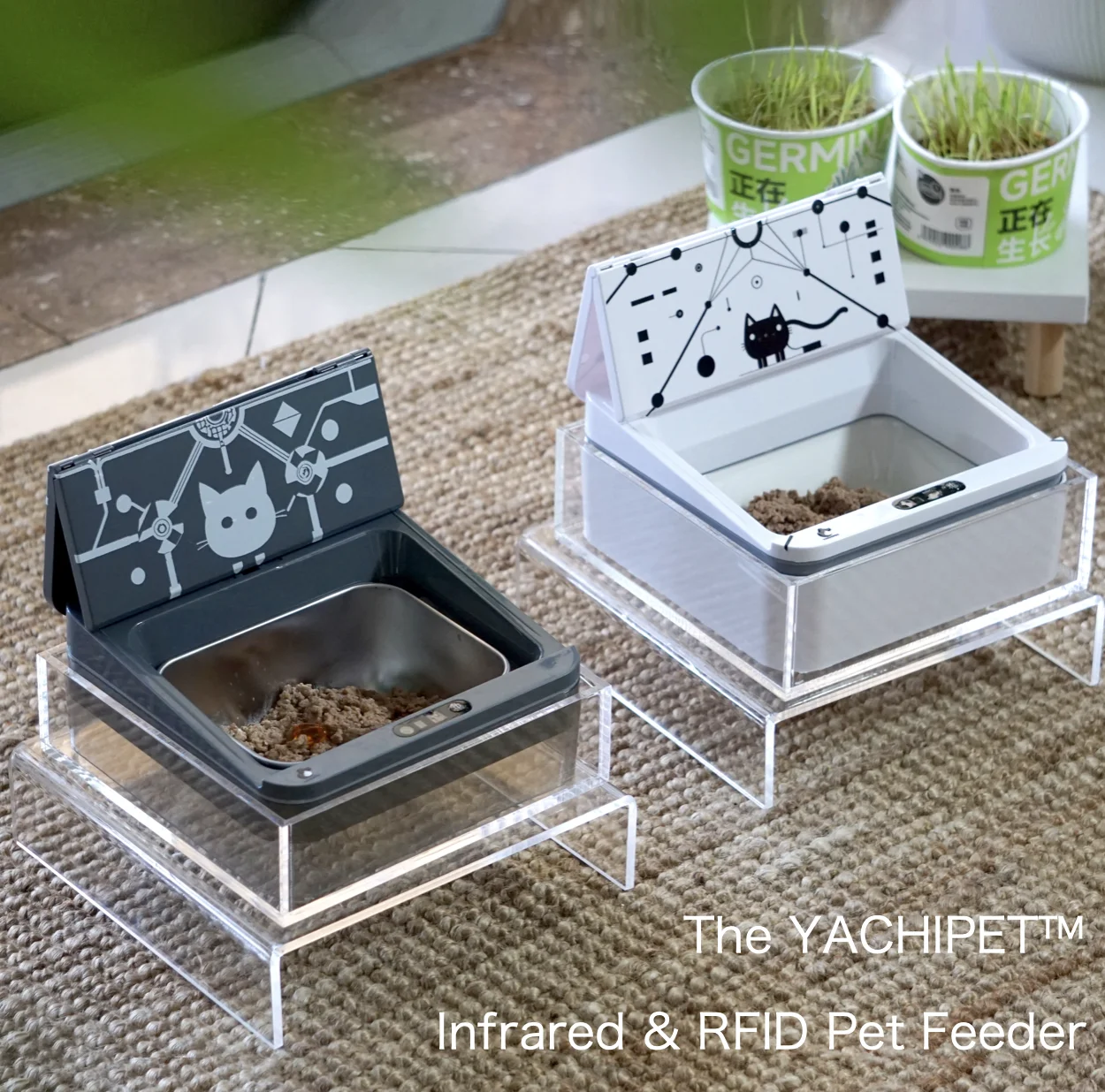 

Smart Chip Cat Feeder Rechargeable Automatic Pet Feeder With RFID Access and Infrared Detection Suitable for Wet and Dry Food