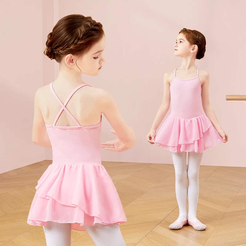 Girls Ballet Dress Summer Sleeveless Chiffon Dance Outfit for Ballet Practice & Performance