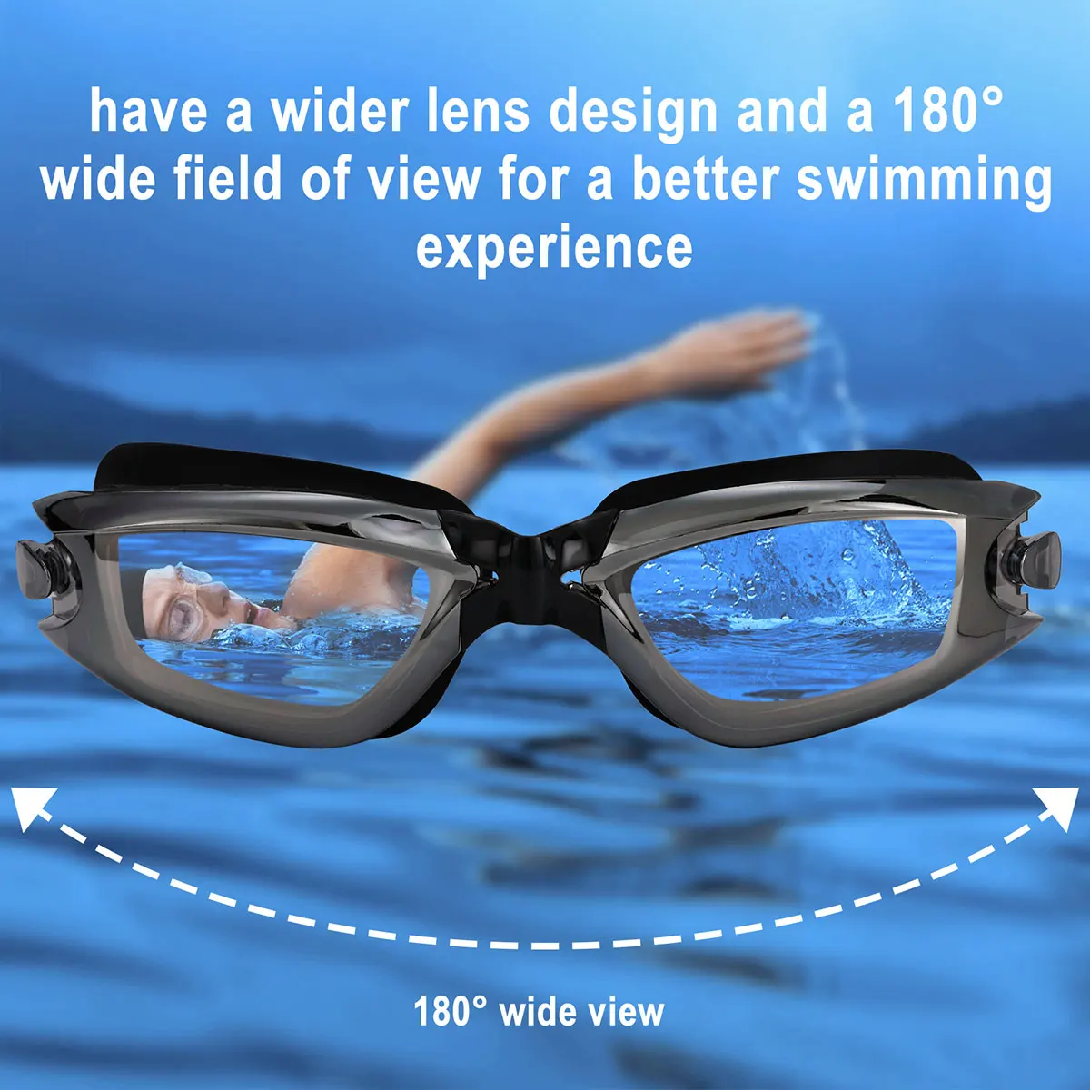 Professionelle Antibeschlag-Schwimmbrille für Männer/Frauen – UV-Schutz, HD-Schwimmbrille, Brillen + wasserdichte Handytasche, Geschenke für Erwachsene – Detail 8