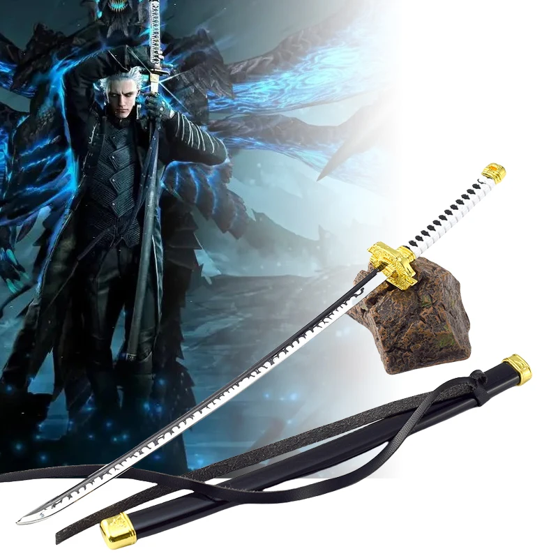 25 cm Metal Vergil Yamato Katana Devil May Cry 5 Real Sword Iron Ninja Knife Yamato Sword Mini Japanese Katana Kid Toy Anime Gift