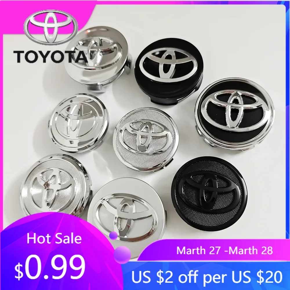 

Горячая новинка 2026: 4 шт. заглушек для центра диска колеса 53 мм, 57 мм, 62 мм для Toyota Camry, Corolla, RAV4, Highlander, Vios, C-HR, Sienna, Avalon, Yaris