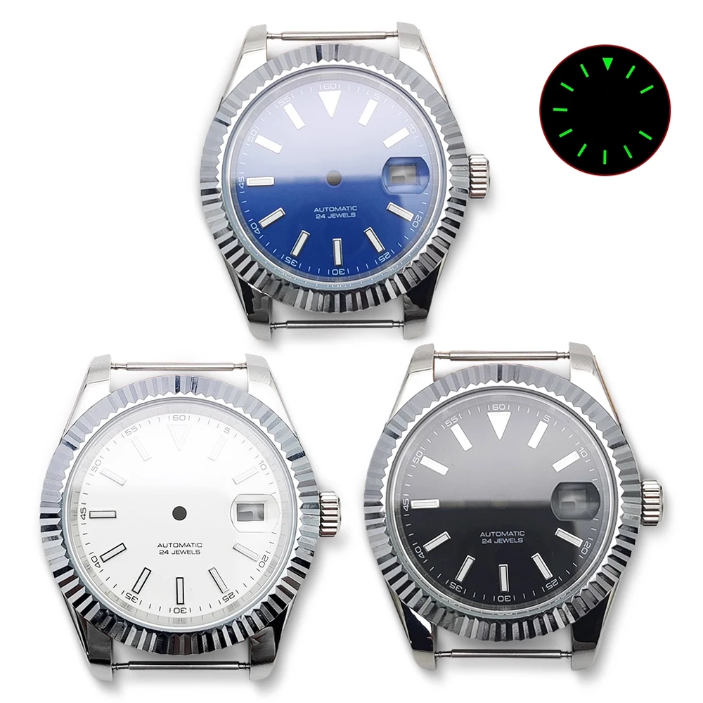 Cassa per orologio con apertura da 41 mm + set di custodie per orologi in acciaio inossidabile con cinturino per movimento NH35/NH36 per quadrante da 31 mm