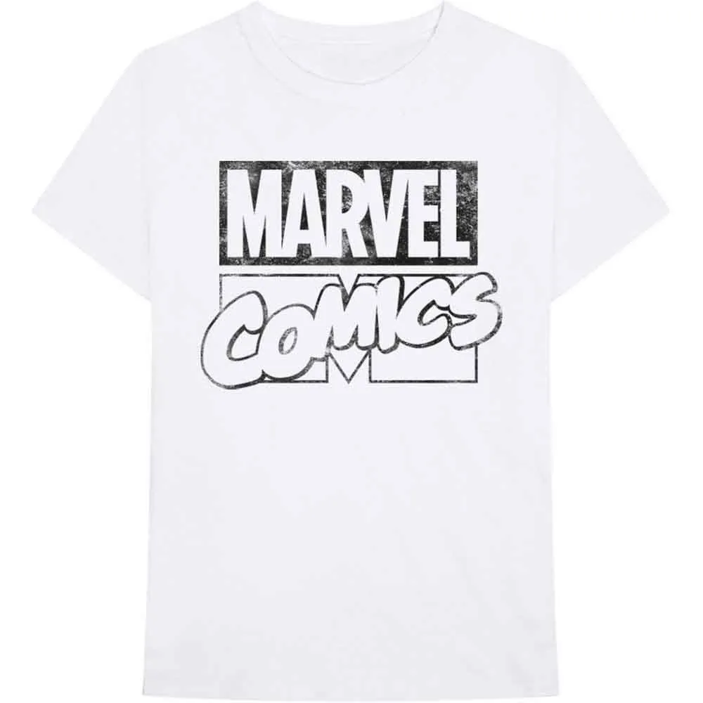 Camiseta blanca de moda con logotipo de Marvel Comics - Camiseta elegante blanca unisex 100% algodón - Esencial para fanáticos de los cómics y trajes sueltos casuales