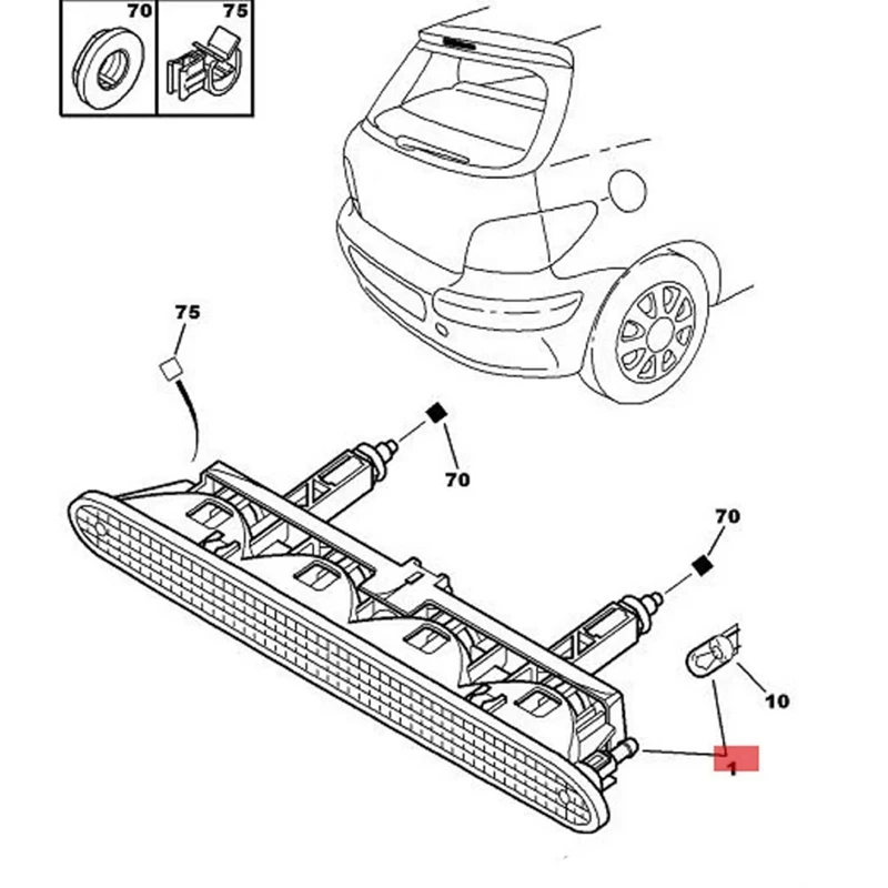 Tercera luz trasera de parada para coche 6350P5 para Peugeot 307 Hatchback 307SW 2001-2008 luz de freno adicional trasera de alto nivel