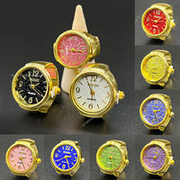 Gold Color Vintage Pocket Quartz Watches Finger Rings Women Men Mini Elastic Strap Clock Ring Creative Jewelry Reloj Mujer