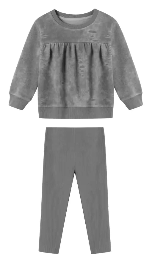 Baby Girl Fashion Tie-dyed Cotton Outwear Two Piece Set Newborn Longer Sleeves Spring Sweatshirt Solid Color Pants Boutique Sets
