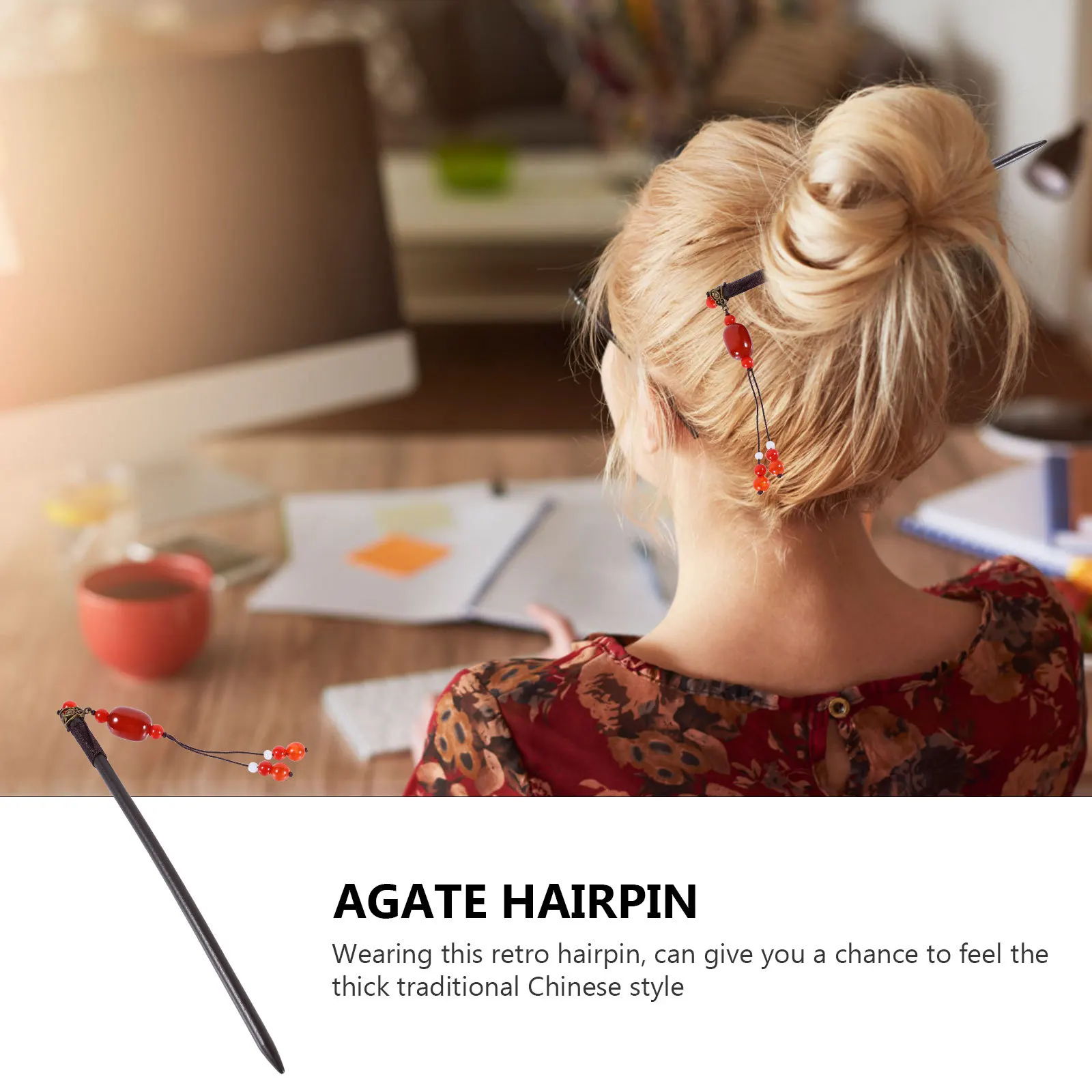 

1 шт., заколка для волос в китайском стиле, винтажная агатовая ретро ручная работа, женский аксессуар для волос, креативная палочка для волос, традиционный дизайн