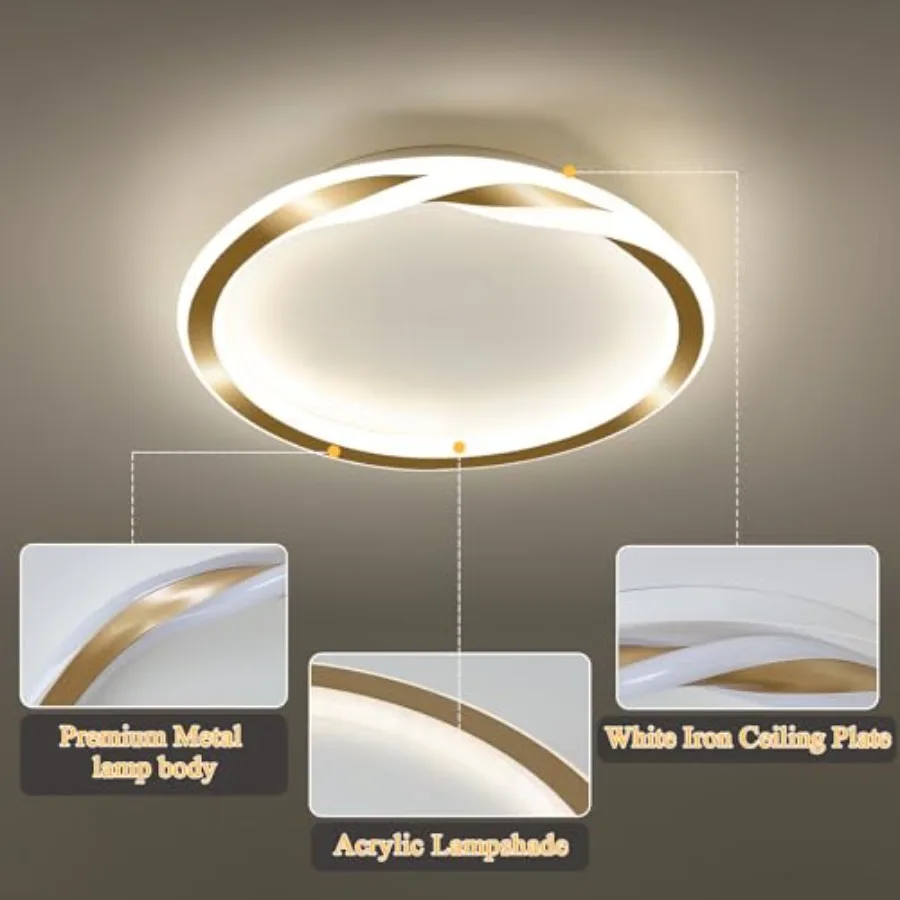 16inch Modern LED Ceiling Light Flush Mount Light Fixture Bright Ceiling Lamp for Closet Bathroom Hallway Bedroom Kitchen Circl view 4
