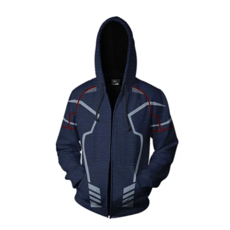 Herbst und Winter neuer Herren-Kapuzenpullover, 3D-gedruckt mit Marvel Spider Man-Muster, Outdoor-Sport, Reißverschluss, modischer