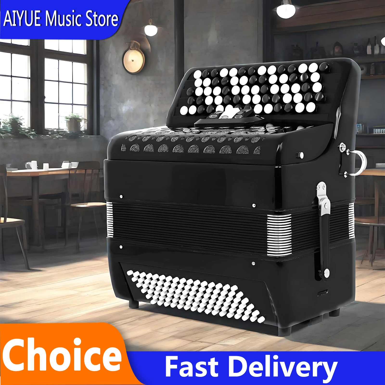 HKLADE AH-220 Accordion 69 Key 96 Bass Black Button Bayan C System Professional Performance Musical Instrument