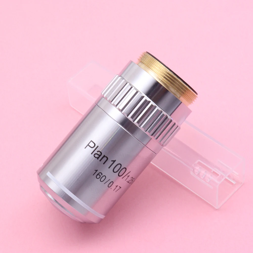 Biological Microscope 100X Plan Achromatic Oil Objective Lens RMS 20.2mm Thread 160/0.17