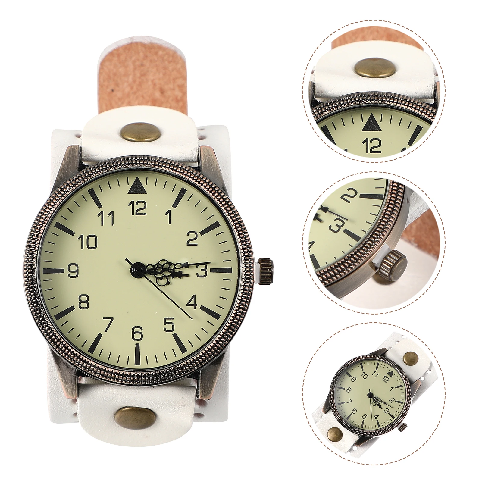 

Big Dial Men'S Watch Durable Quartz Retro Wristwatch Smooth Buckle Comfortable Band Vintage Style For Father