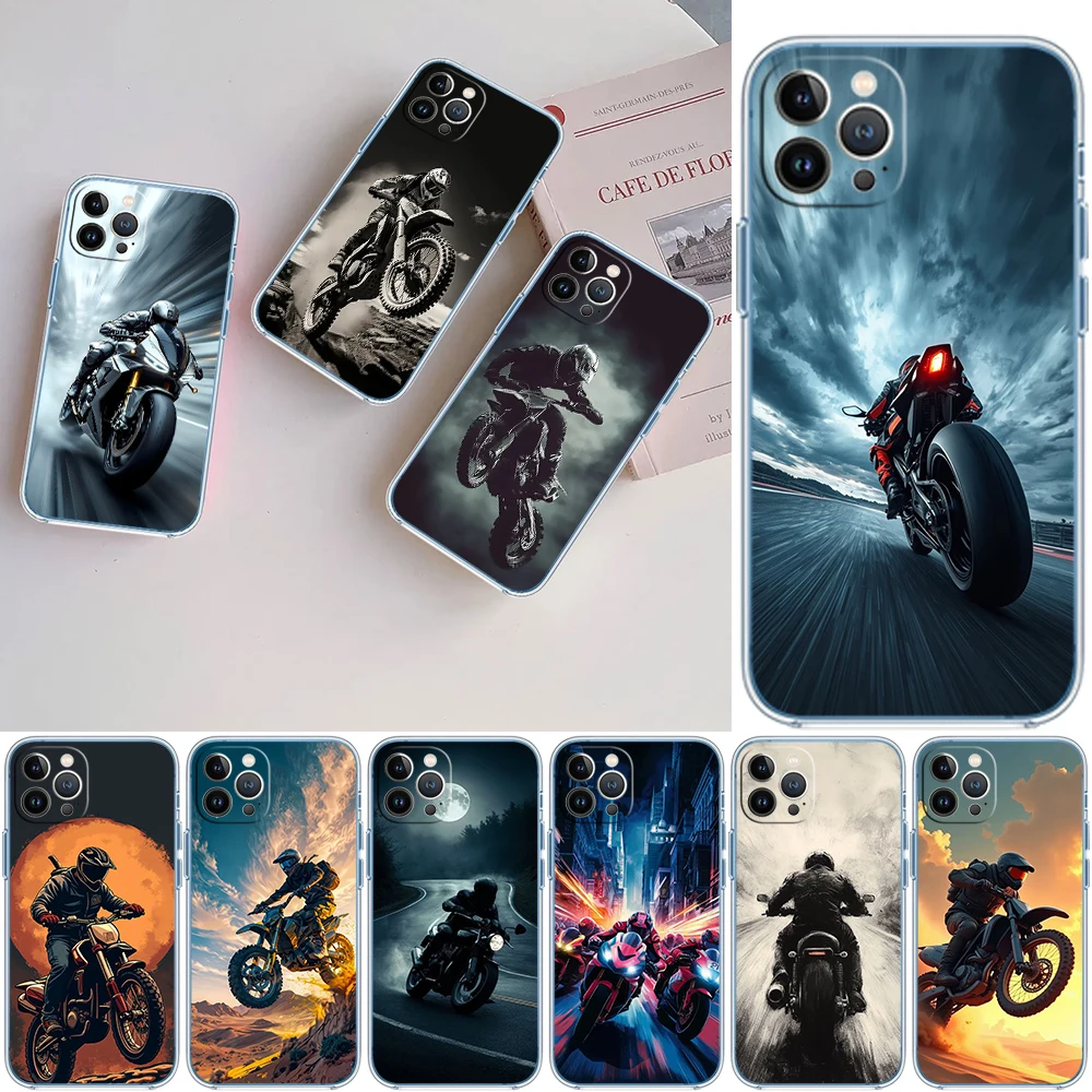 MN38 Motorcycle Racing Transparent Phone Case for Samsung Galaxy A04 A04S A14 A23 A34 A54 M23 M33 M52 M53