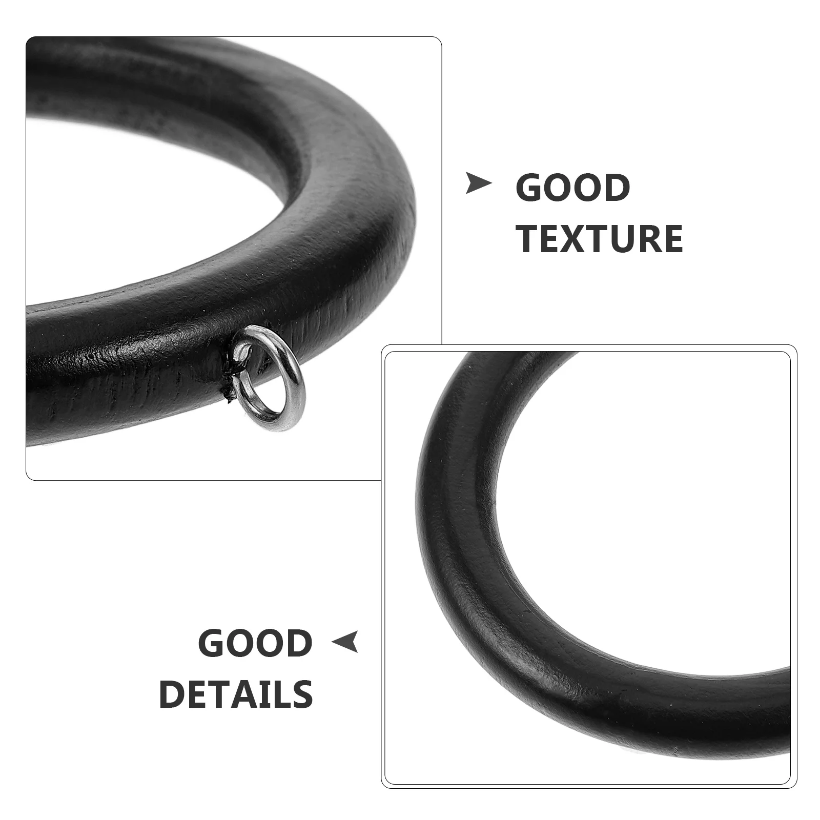 6Pcs Wooden Curtain Rings Drapery Rod Rings Smooth Round Clips for Easy Glide Natural Rustic Home Decor Replacement Hanging