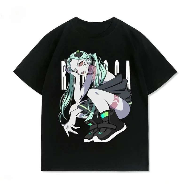

Cyberpunk Edgerunners Rebecca Print Summer Men's High-quality 100% Cotton Round-neck T-shirt Casual and Fashionable