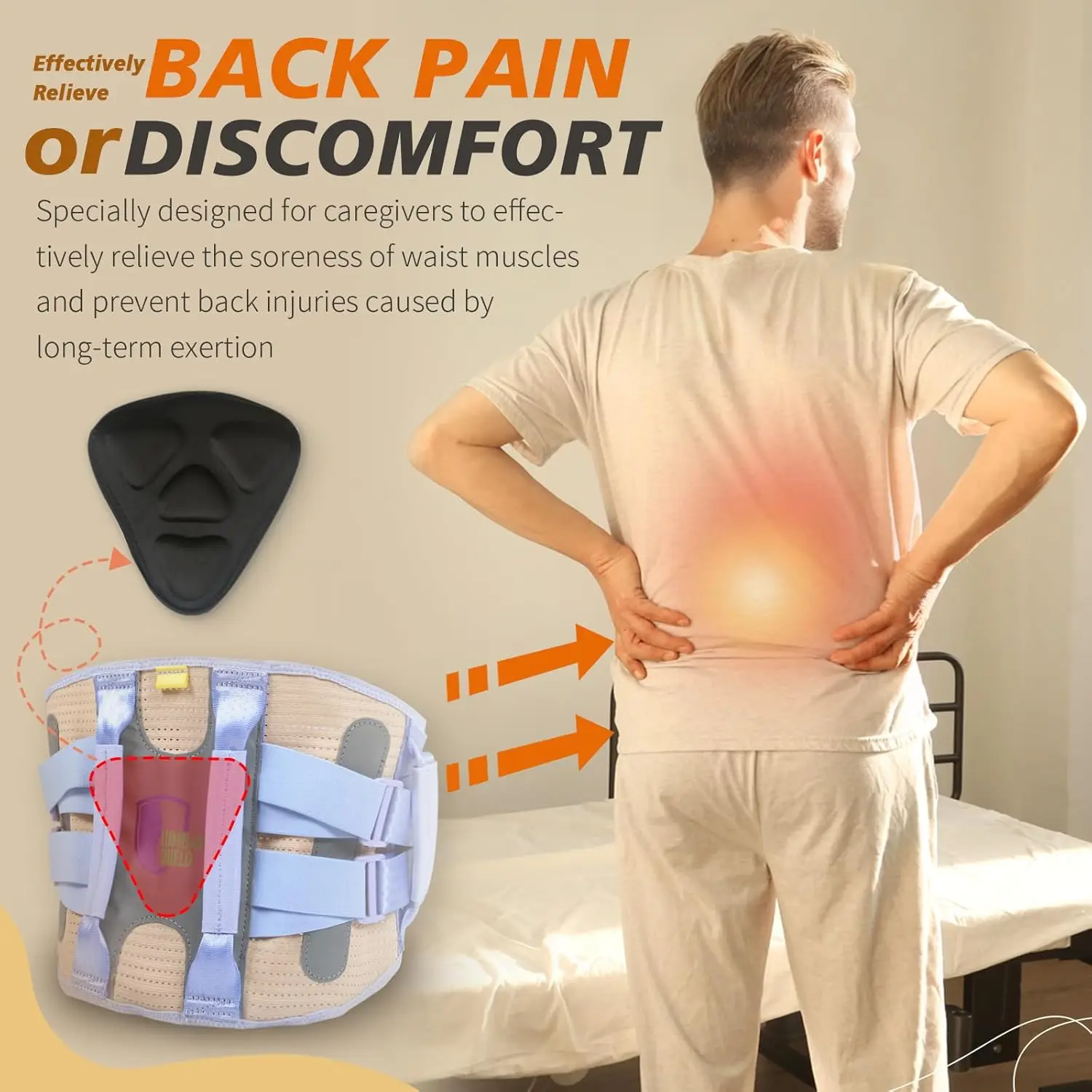 Ehucon Caregiver Gait Belt,Transfer Walking Assist Belt,Lumbar Support Waist Brace for Patient,Back Support Belt for Care Worker