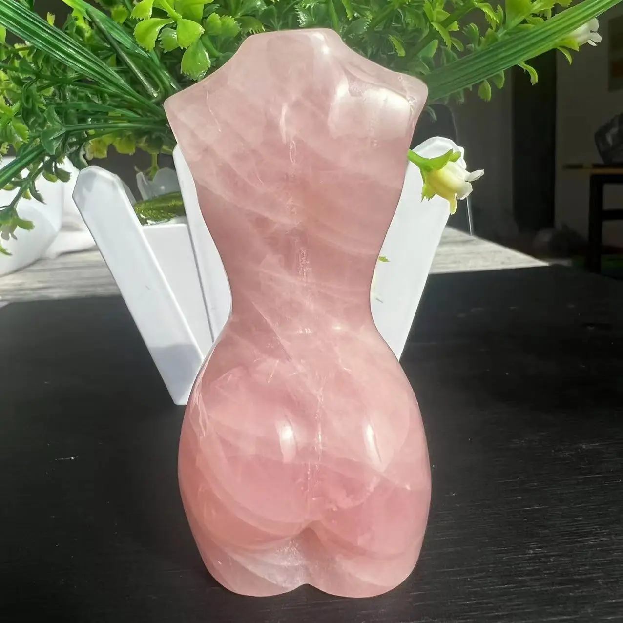 Natural Rose Quartz Goddess Statue Crystal Carved female model Torso Figurine Healing Gemstone Decor Gift