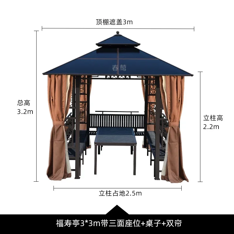HW-11  Outdoor Pavilion Tent Wooden House Villa Courtyard Four-Corner Pavilion Homestay Garden Sunshade Terrace