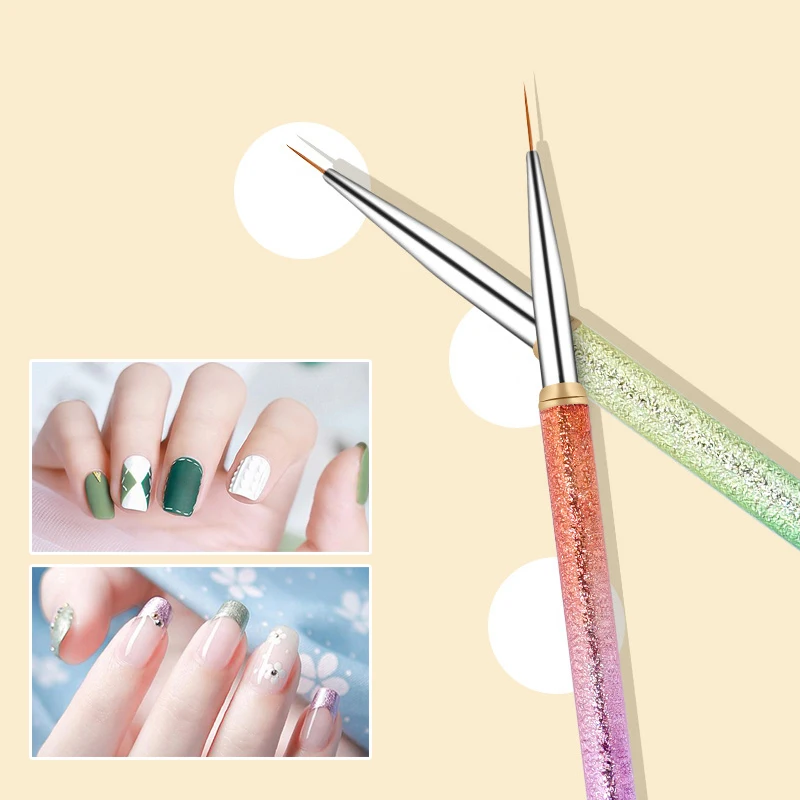 3 szt. 7/9/11mm zestaw pędzli do konturowania paznokci linie do rysowania pasek malowanie kwiatowe pióro Nail Art Manicure matowy gradientowy metalowy uchwyt