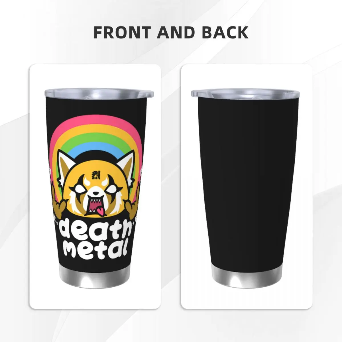 Death Metal Aggretsuko Aggressive Retsuko Insulated Tumbler with Lid Stainless Steel Thermal Mug Thermos Bottle Cup, 20oz