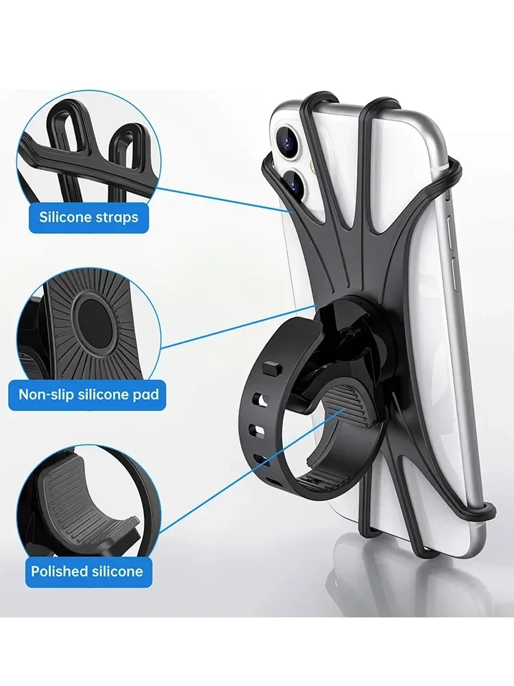 AliExpress 2025 Bike Phone Holder Bicycle Mobile Holder Mount Bicycle Phone Mobile Silicone Holder Motorcycle Shockproof For iPhone Samsung
