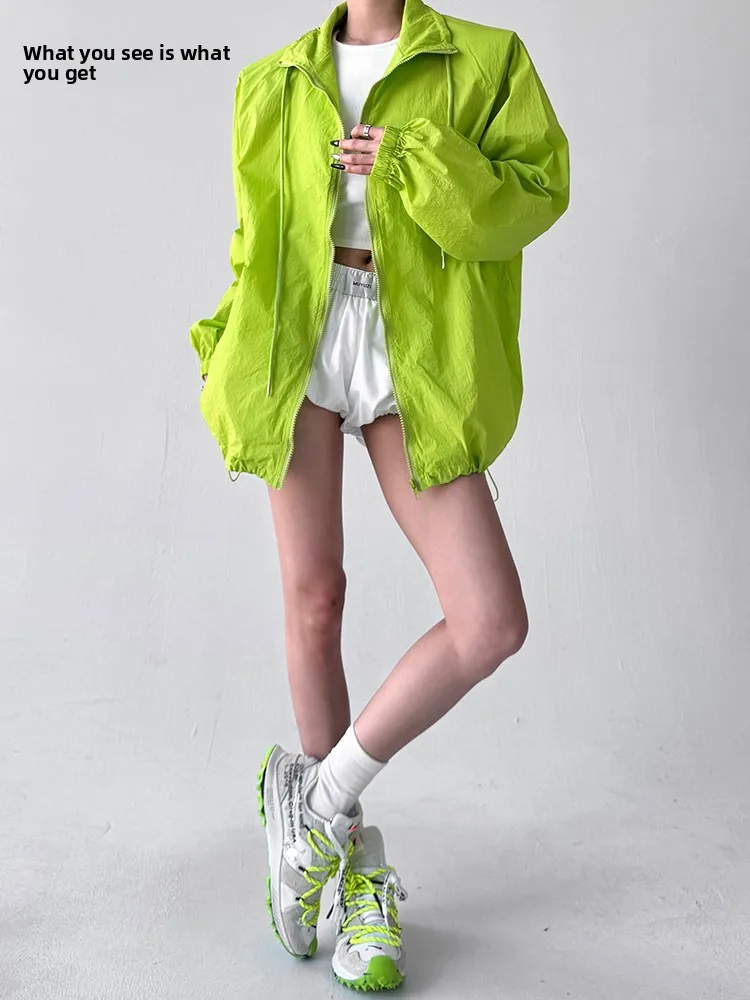 

Summer 2025 Faion Loose Women's Sportswear UV Protection Jaet Casual Comfortable Outerwear Polyester Fiber Zipper Closure